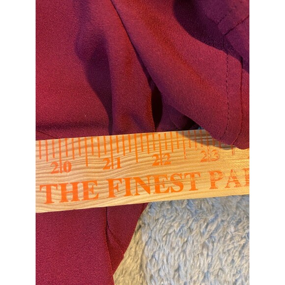 A New Day Dress WomesPlus XXL Burgundy Knee Length V Neck Bishop Sleeves Tie - Picture 9 of 10